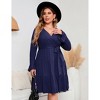 Clearlove Women Plus Size V Neck Wrap Dress High Waist Ruffle Long Sleeve Casual Midi Dress with Belt - 4 of 4