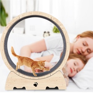 YOOCOZZ 37" Cat Exercise Wheel with Carpeted Runway, Cat Sport Treadmill Wheel for Kitty's Longer Life, Fitness Weight Loss Device-Natural - 1 of 4