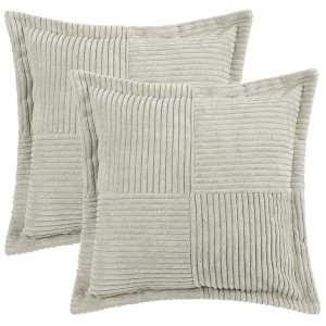 Unique Bargains Home Decorations Solid Wide Bordered Corduroy Striped Throw Pillow Covers 2 Pcs - 1 of 4