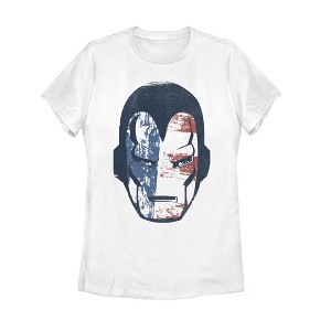 Women's Marvel Fourth of July  Iron Man American Flag Mask T-Shirt - 1 of 4