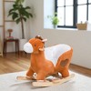 Mshliw Kids Plush Ride-On Rocking Horse Toy, Brown Animal Rocker with Lullaby Sound, Sturdy Wood Base for Boys and Girls, Halloween gift - 2 of 4