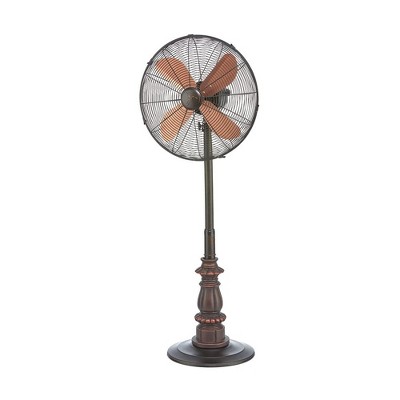 DecoBREEZE DBF6127 Electric Oscillating 3 Speed Air Circulating Adjustable Height Pedestal Fan with Quite Motor, Vintage Design, Kipling Brown