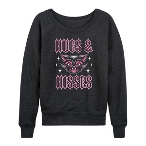 Women's - Instant Message - Valentine's Day Hugs And Hisses Cat Lightweight French Terry Slouchy - 1 of 4
