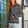 Womens Cardigan Sweaters Front Button Stripes Cardigan At Waist Long Sleeve Casual Sweater Jackets Soft Open Front Cardigan - 3 of 4