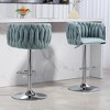 Kumasinova Adjustable Counter Height Bar Stools Set of 2, 360° Swivel Bar Stools with Woven Back & Footrest, Silver Chromed Bar Stools - 3 of 4