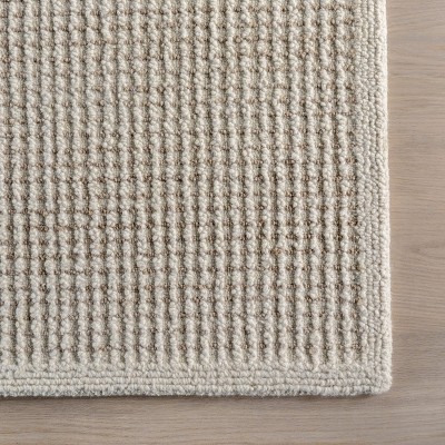 Montceito Ivory Hand-Tufted Wool Rectangular Area Rug, 6' x 9'