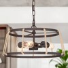 LNC Mocha 3-Light 16.5" Farmhouse Drum Small Chandelier, Antique Bronze with Hemp Rope - 2 of 4