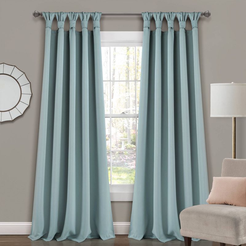 Set of 2 Insulated Knotted Tab Top Blackout Window Curtain Panels - Lush Décor, 1 of 9