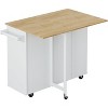 Kitchen Island Cart with 2 Drawers, 2-Door Cabinet, Spice Rack, Towel Holder & Wine Rack, Foldable Rubberwood Top - 4 of 4