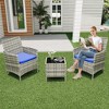 3-Piece Patio Furniture Set, With Cushions & Glass Table, All-Weather Rattan Chairs for Garden, Porch, Poolside - 4 of 4