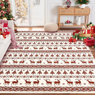 GustoWave Snowflake Christmas Holiday Decorative Area Rug for Bedroom Living Room, White