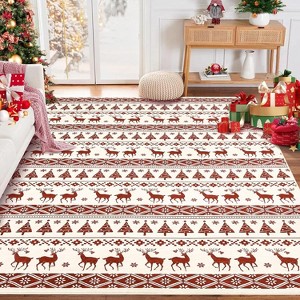 GustoWave Snowflake Christmas Holiday Decorative Area Rug for Bedroom Living Room, White - 1 of 4