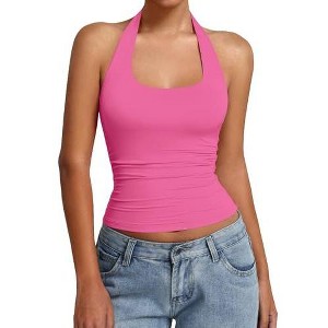 タンクトップ soduk breeze knit tank top / pink Avidlove Going Out Tops for Women Halter Tank Top Open Back Ruched