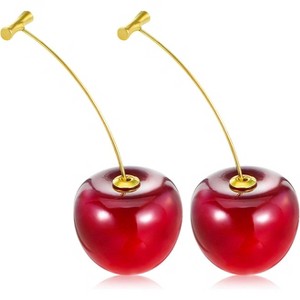 Cherry Earrings for Women 3D Red Fruit Dangle Earrings, Cute Drop Charm Jewelry Gift for Women - 1 of 4
