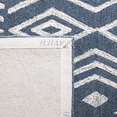 Navy Blue Hand-Tufted Wool Round Area Rug