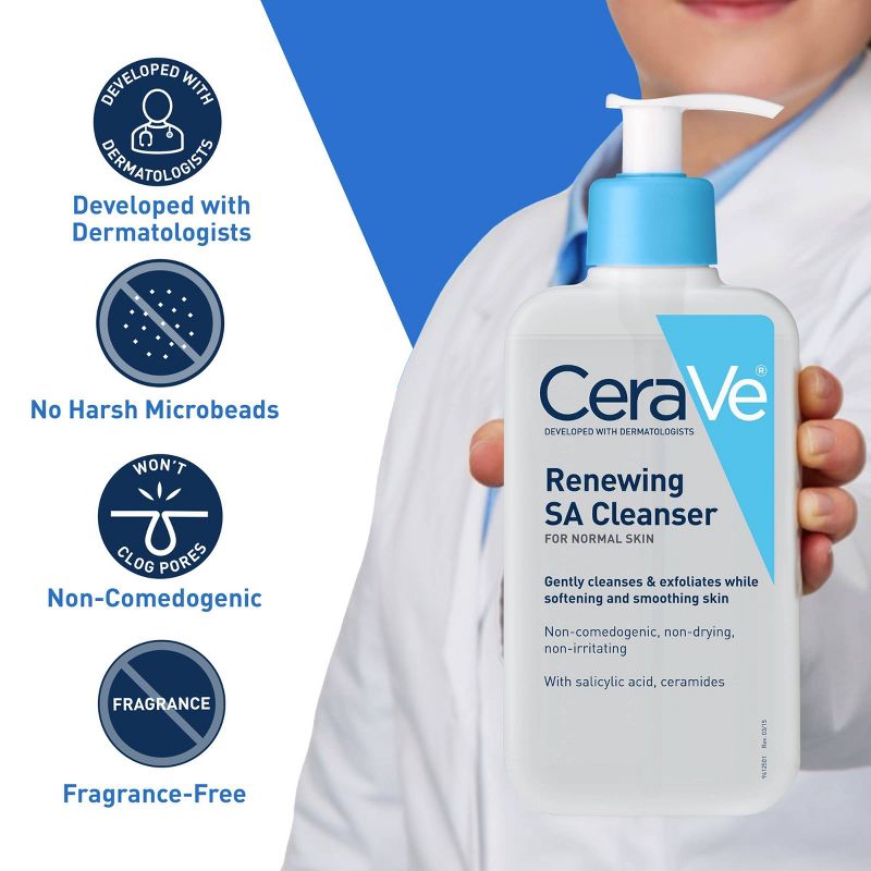 CeraVe SA Face Wash Salicylic Acid Cleanser with Hyaluronic Acid and Niacinamide - 8 fl oz, 5 of 20
