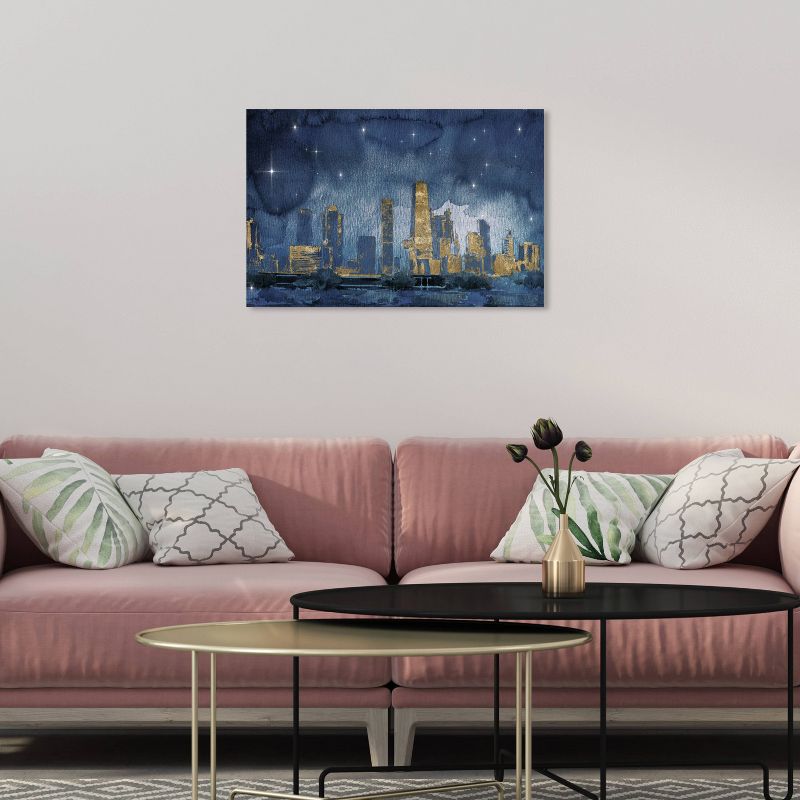16&#34; x 24&#34; Chicago Nighttime Cities and Skylines Unframed Canvas Wall Art in Blue - Oliver Gal, 5 of 7