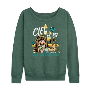 Women's - Monster High - Cleo De Nile Lightweight French Terry Wide Neck Long Sleeve Shirt - 1 of 4