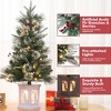 Homhougo 3FT Snow Flocked Christmas Trees 2-Pack with Red Berries and Pot Base, Perfect for Entryway or Porch Decor - 4 of 4