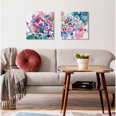 In Between Colorful Abstract Floral Canvas Wall Art Set