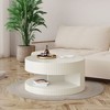 Okak 31.5" Modern Round Coffee Table with Open Storage Compartment, Vertical Stripe Center Table Side Tables for Living Room Bedroom - 4 of 4