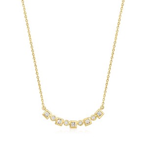Ross-Simons 0.10 ct. t.w. Round and Baguette Diamond Pattern Necklace in 18kt Gold Over Sterling Size 16 - 1 of 3