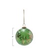 Storied Home Round Hand-Painted Glass Ball Ornament with Botanicals, Green and Gold Finish - 2 of 2