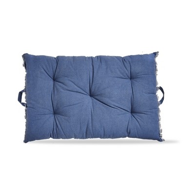 TAG 40"x26" Blue Cotton Yarn Dyed Stone Wash with Handles Accent Decorative Throw Pillow Poly Filled Insert Rectangle Machine Washable