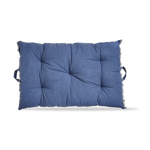 TAG 40"x26" Blue Cotton Yarn Dyed Stone Wash with Handles Accent Decorative Throw Pillow Poly Filled Insert Rectangle Machine Washable - 1 of 3