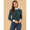 Allegra K Women's Point Collar Long Sleeve Dots Printed Button Down Shirt - 3 of 4