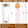 Itopfox Mason Jar with Lid and Straw, 24 oz Iced Coffee Cup with Bamboo Lid, Reusable Glass Tumbler for Boba, Smoothie, Wide Mouth Cups with Straws - 3 of 4
