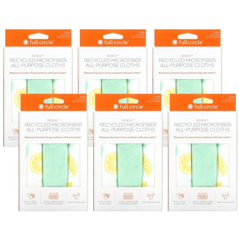 Full Circle Home Renew Recycled Microfiber All-Purpose Cloths Citrus Print - Case of 6/3 ct, 1 of 4