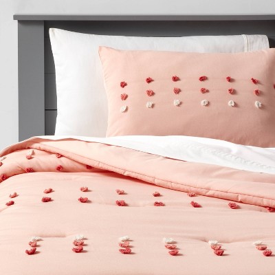 Twin Kids' Comforter Set Windowpane Velvet Pink - Pillowfort™ : Target