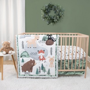 The Peanutshell Woodland Camo Crib Bedding Set and Stuffie Plush Toy - 4 Piece Set - 1 of 4