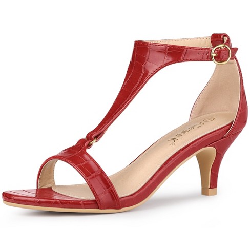 Red t strap heels sales