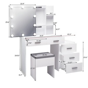 Karl Home | White Makeup Vanity Table Set with Led Lights - 1 of 4