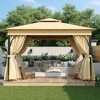 PAGED 10x10 Outdoor Patio Canopies and Gazebos with Double Roofs, Mosquito Netting and Privacy Screens, for Backyard, Garden, Lawn and Deck, Beige - 2 of 4