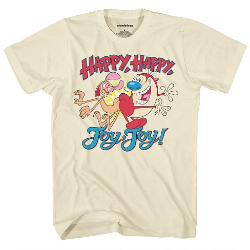 Nickelodeon Men's 'Happy Happy Joy Joy' T-Shirt - Ren & Stimpy Cartoon Graphic Tee