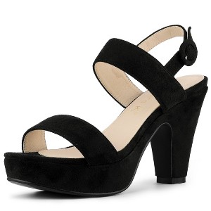 Allegra K Women's Slingback Platform Chunky High Heel Adjustable Buckle Strap Sandals - 1 of 4
