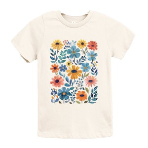 The Juniper Shop Watercolor Daisy Garden Youth Short Sleeve Tee - L - Cream - 1 of 4