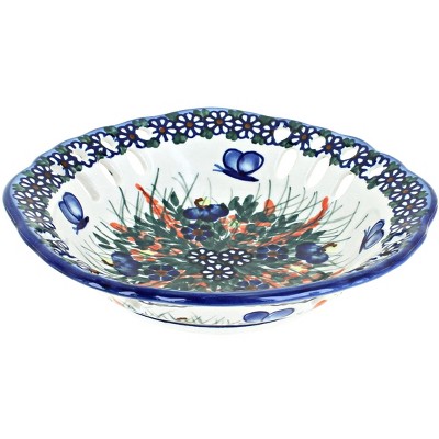 Blue Rose Polish Pottery 32A WR Unikat Small Fruit Dish