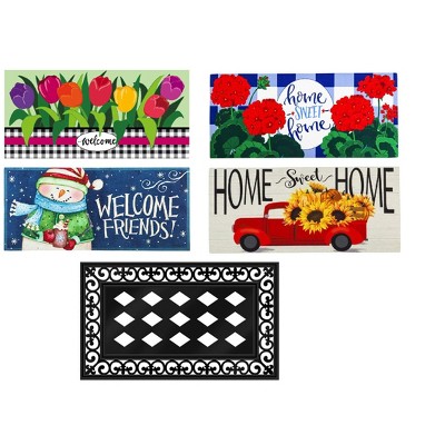 Evergreen Flag Sassafras Doormat Modern Farmhouse Spring, Summer Fall Winter Floormat Set of 5