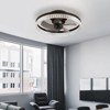 20" Brown Ceiling Fan with LED Light ¨C Modern Flush Mount Fan Light for Bedroom, Living Room, and Home D¨¦cor with Crystal Ring Design - 4 of 4