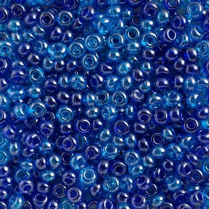 John Bead Czech Pony Beads 2/0 (6.1mm Diameter), Blue/Aqua Luster Mix (500g) - 1 of 2