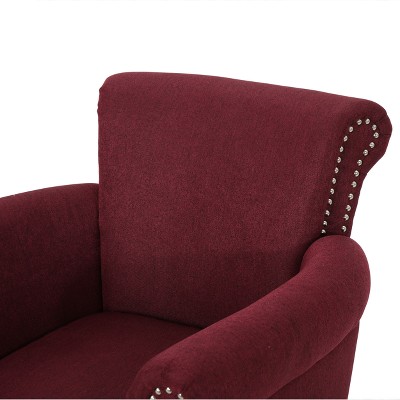 Wine Handcrafted Wood Studded Accent Chair