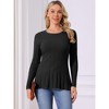 INSPIRE CHIC Women's Long Sleeve Crew Neck Stretch Peplum Hem Knit Casual Sweater - 3 of 4