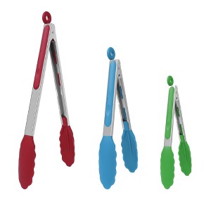 Stainless Steel Kitchen Tongs Set Silicone Food Cooking Tongs 3Pcs - 1 of 4