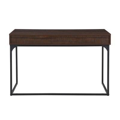 Elm and Black Wood Computer Desk with Drawers