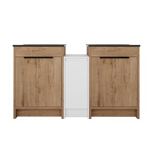 SEVOBAL Bathroom Vanities 60 Inch Freestanding Vanity with Black Ceramic Sink Soft Closing Door for Bathroom, Brown, 59.8"*18.31"*34.25" - 1 of 4