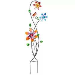 Wind & Weather Colorful Spinning Flowers Garden Stake and Wind Spinner